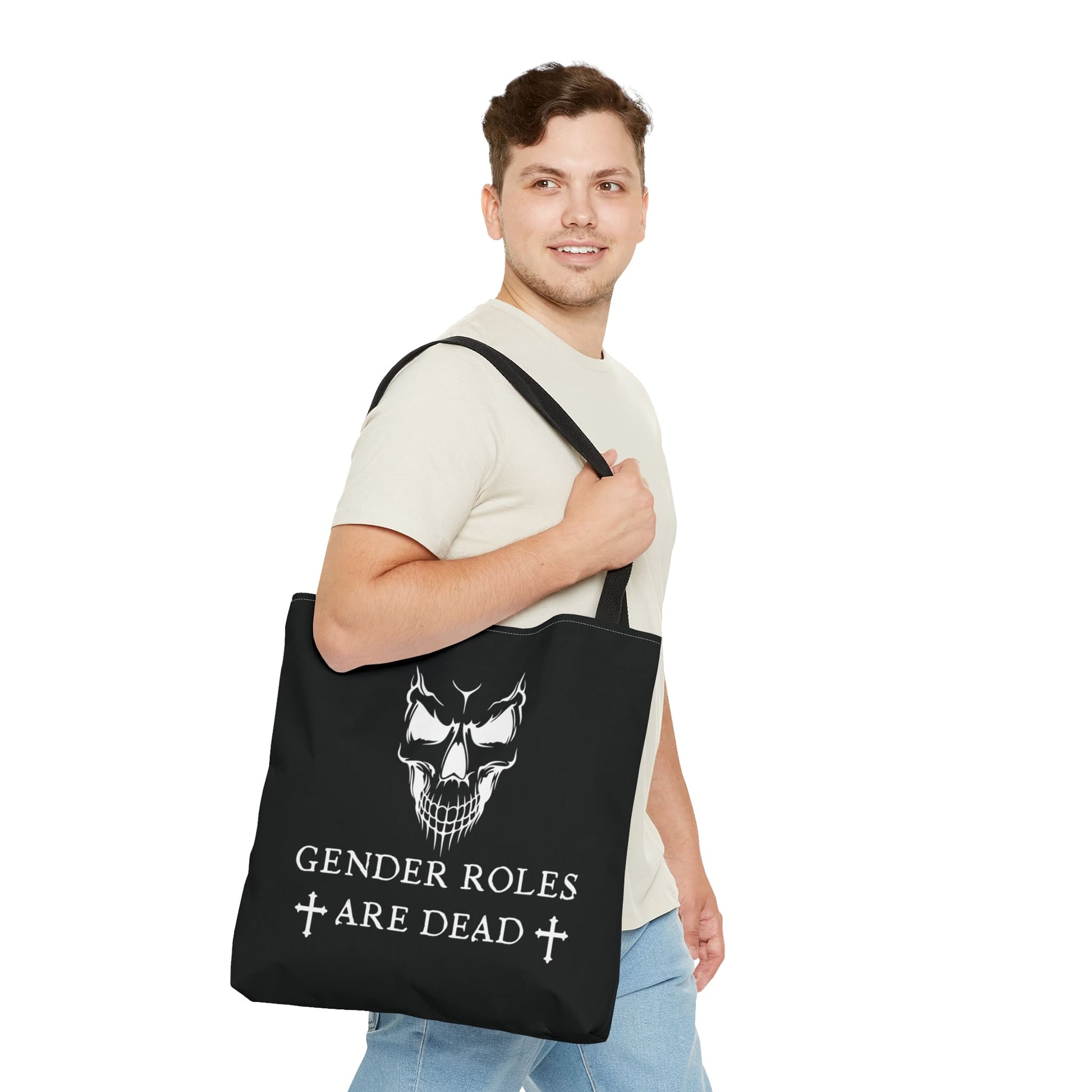 nonbinary tote bag, gothic enby pride, large