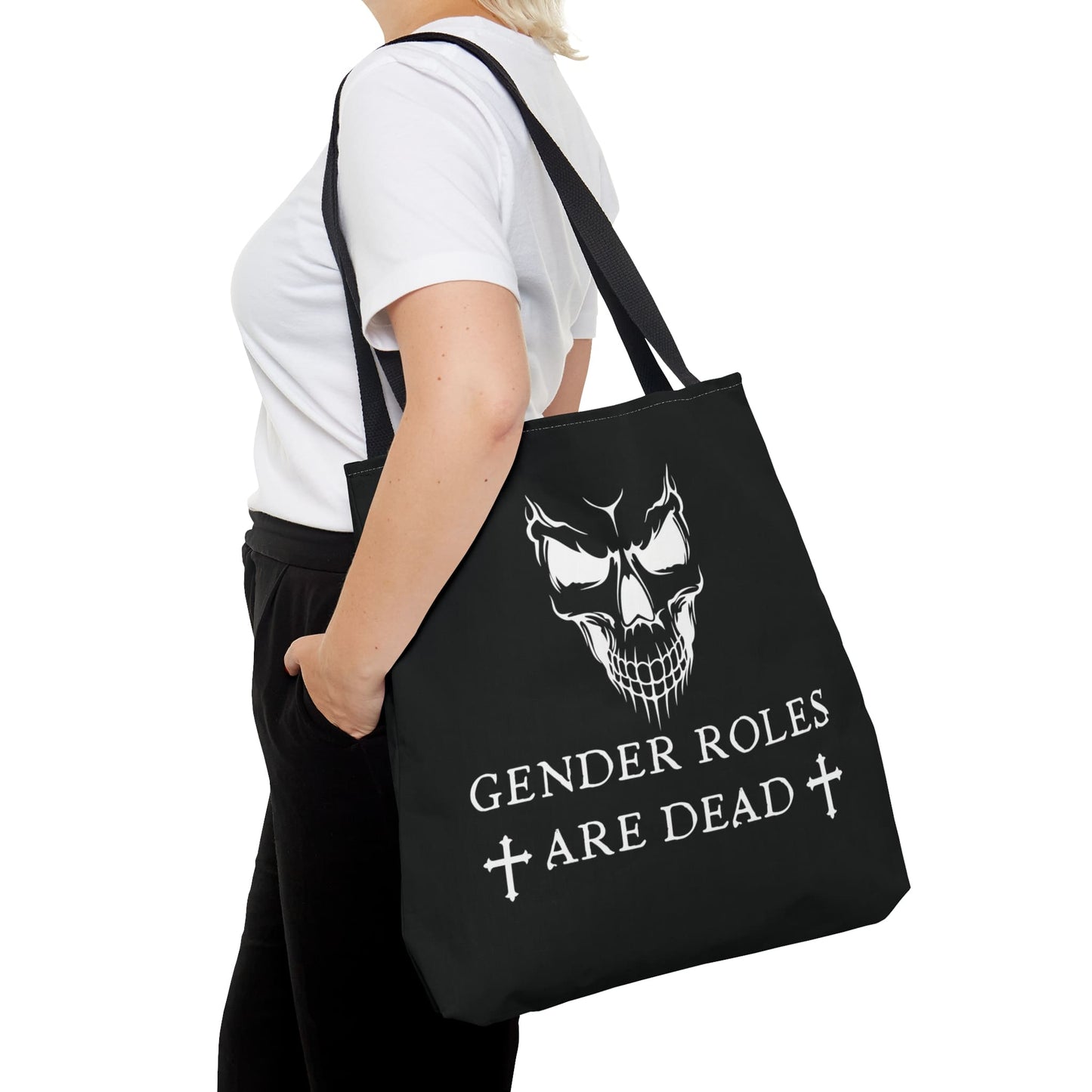 nonbinary tote bag, gothic enby pride, large