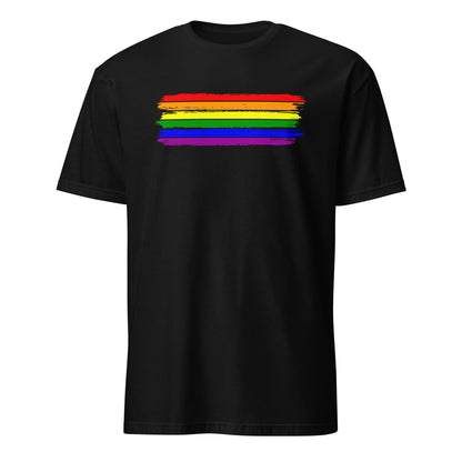 LGBT shirt, grunge rainbow flag tee, black