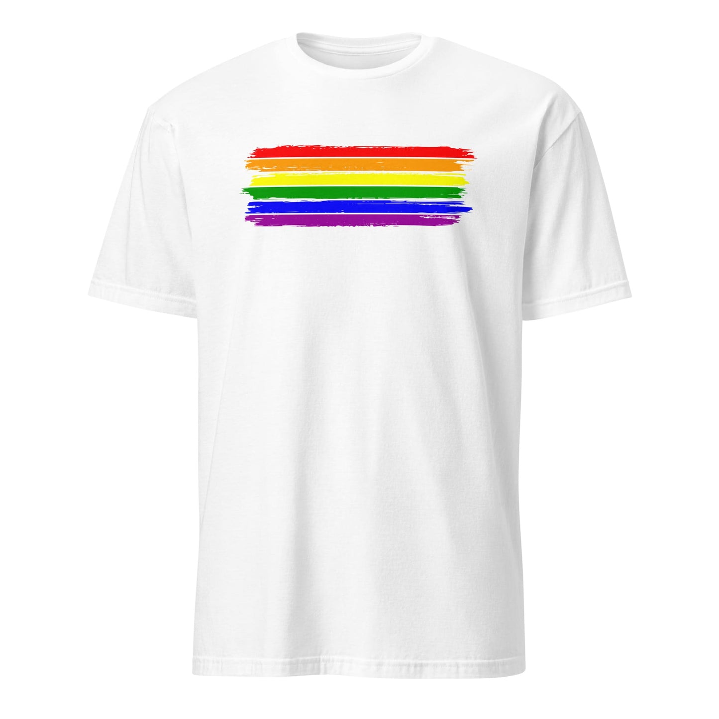 LGBT shirt, grunge rainbow flag tee, white