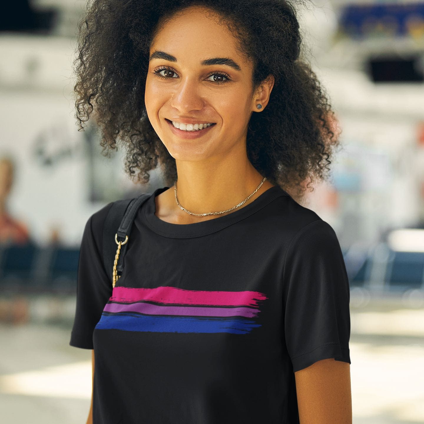 bisexual shirt, grunge bi flag tee, in use