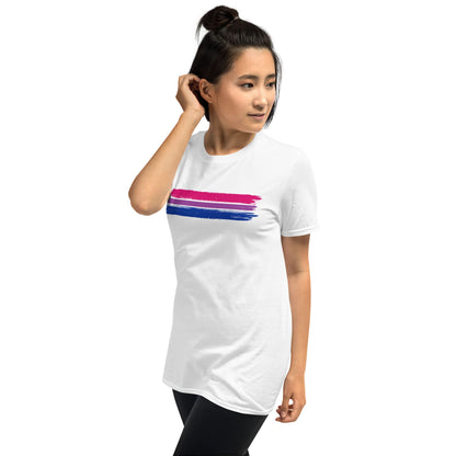 bisexual shirt, grunge bi flag tee, model 2