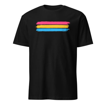 pansexual shirt, grunge pan flag tee, black