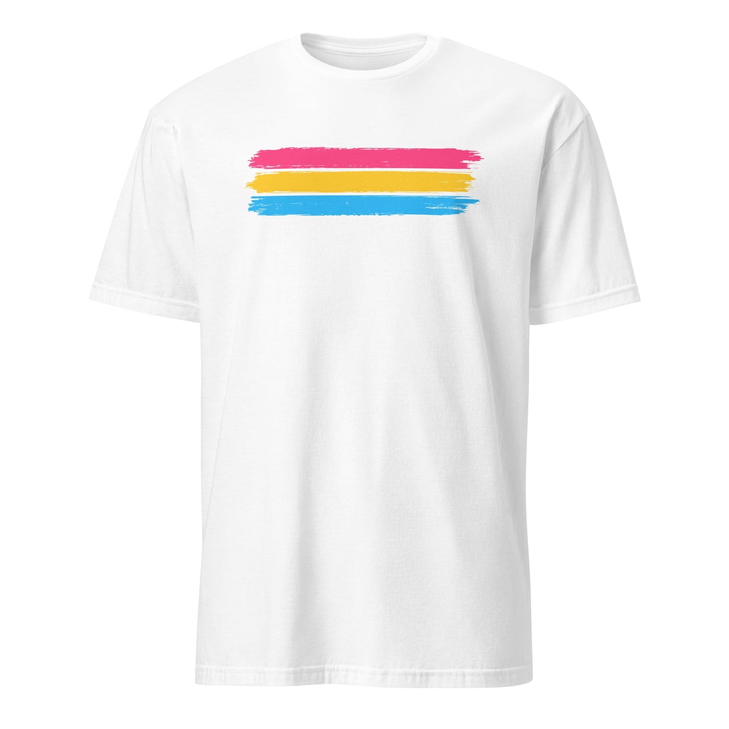 pansexual shirt, grunge pan flag tee, white
