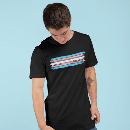 transgender shirt, grunge trans flag tee, in use