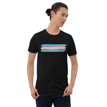 transgender shirt, grunge trans flag tee, model 1