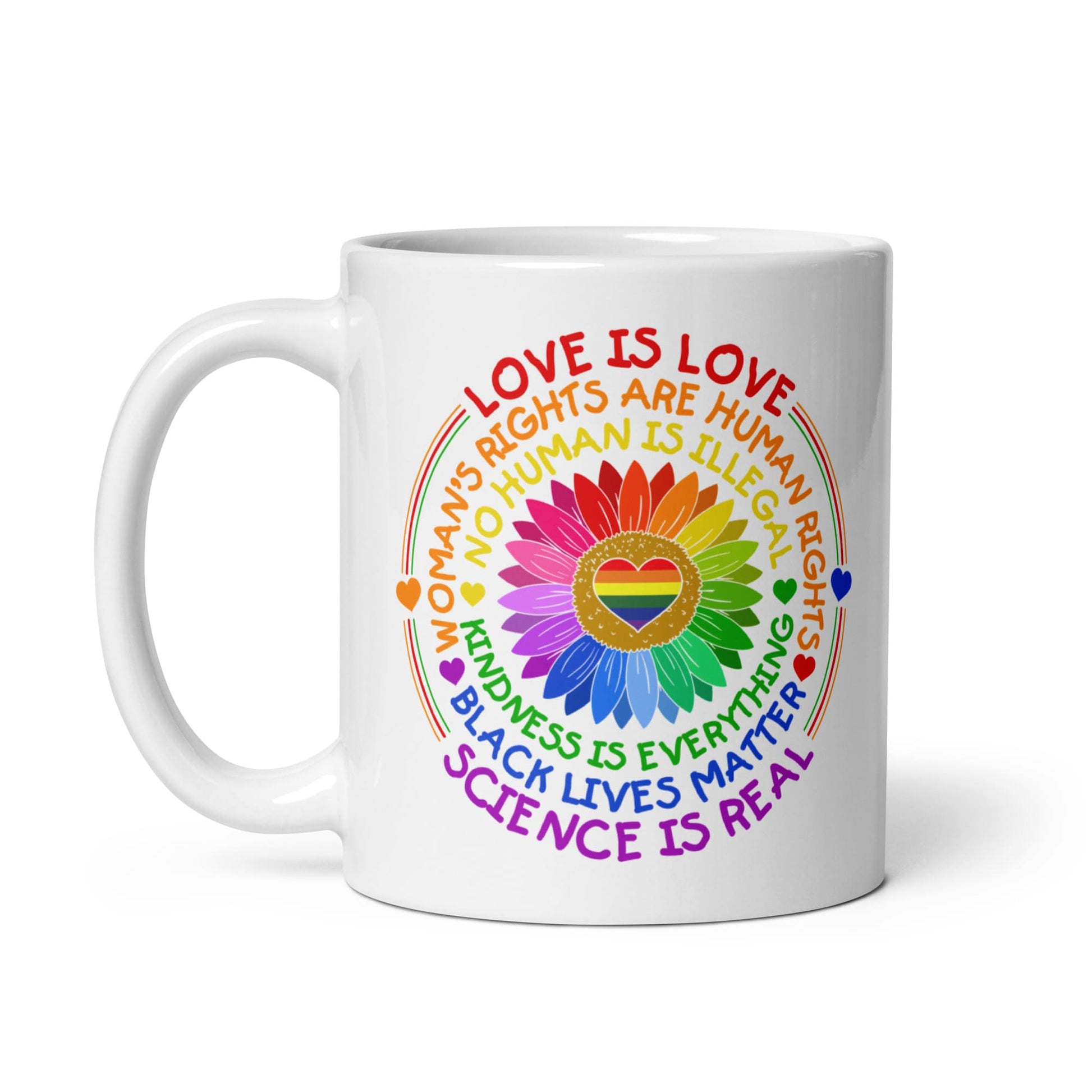 LGBTQ pride mug, human rights coffee or tea cup left