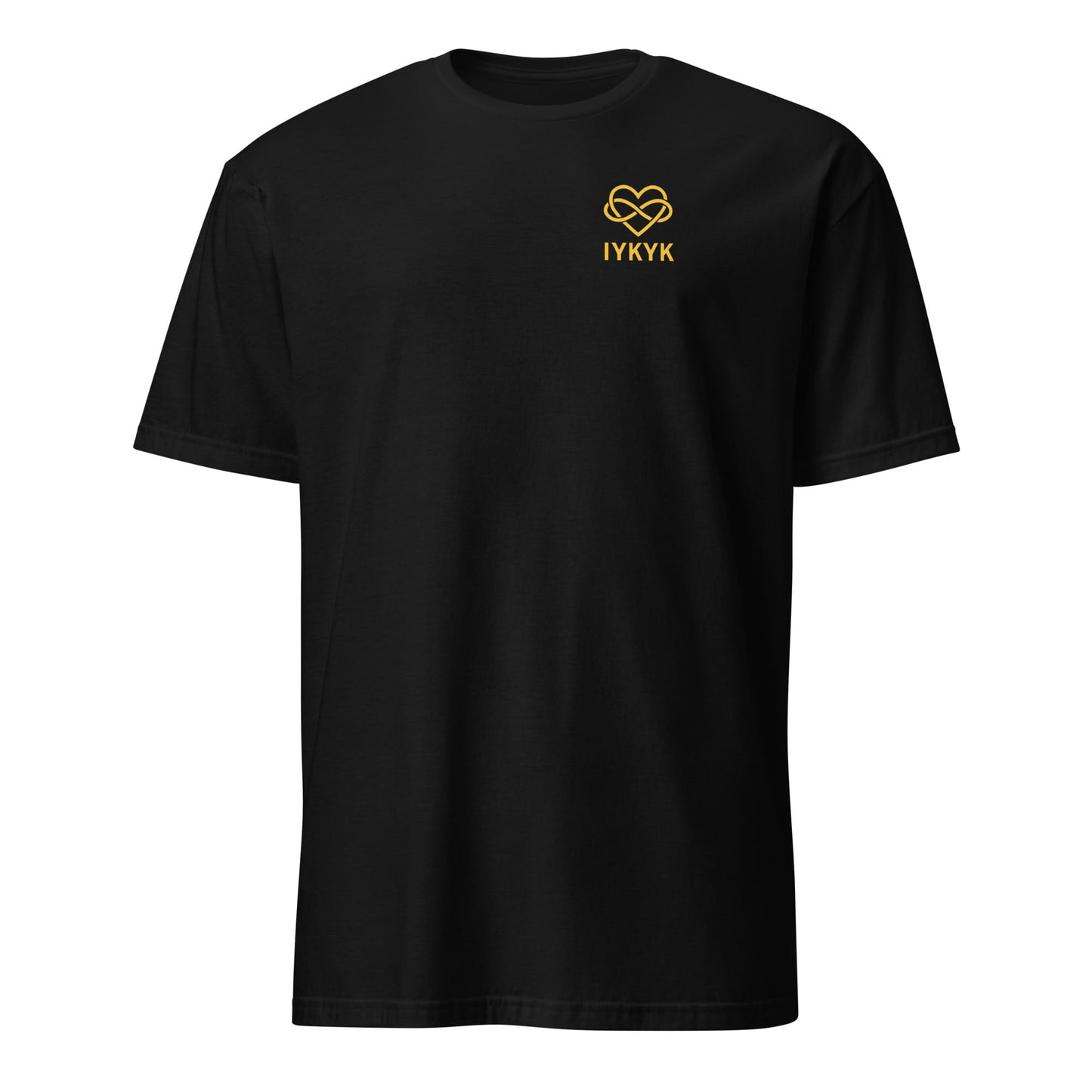 Black t-shirt with a yellow ENM logo on the chest against a white background: Subtle Polyamory Shirt, Funny Open Relationship Tee, Polyamorous Pride T-Shirt, Non Monogamy, Polycule Gift For Big Middle Little Spoon