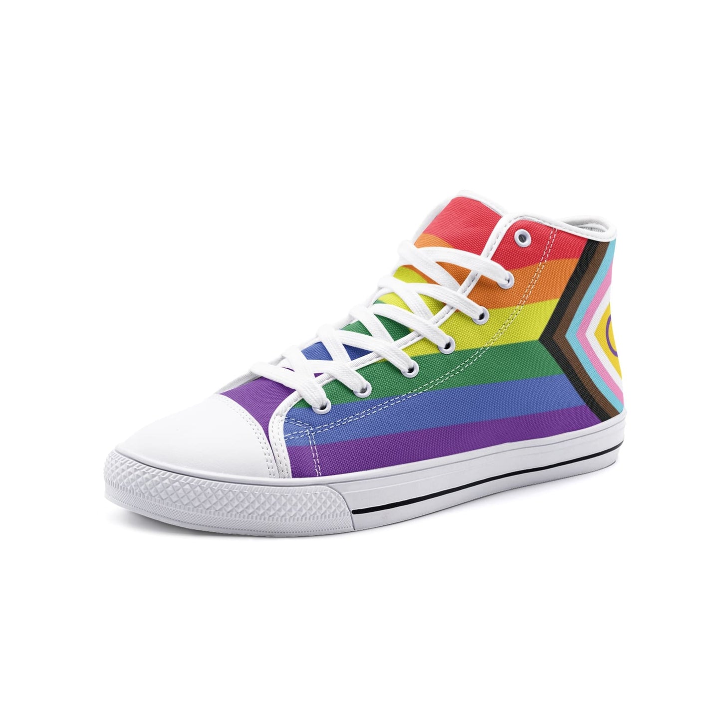 LGBTQ shoes, inclusive progressive pride sneakers, white