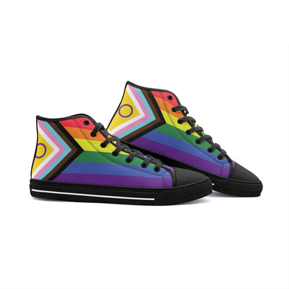 LGBTQ shoes, inclusive progressive pride sneakers, black