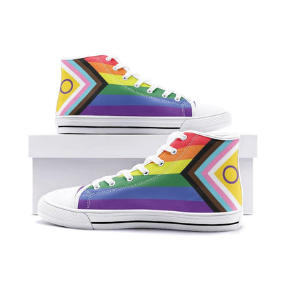 LGBTQ shoes, inclusive progressive pride sneakers, white
