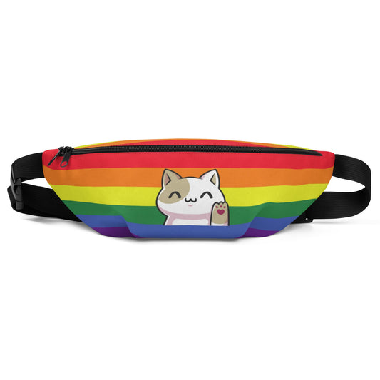 LGBT pride fanny pack, cute cat LGBTQ waist bag, front