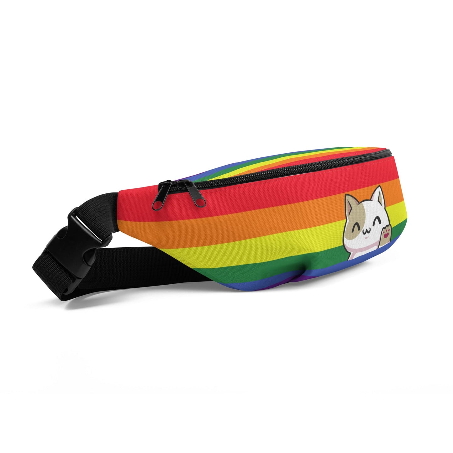 LGBT pride fanny pack, cute cat LGBTQ waist bag, side