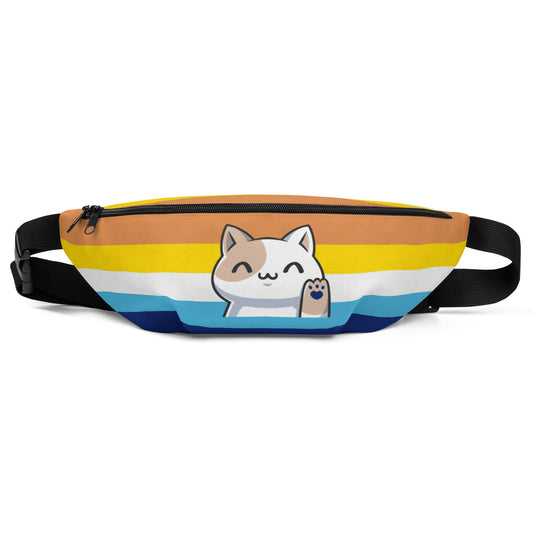 aroace fanny pack, cute cat aro ace pride waist bag, front