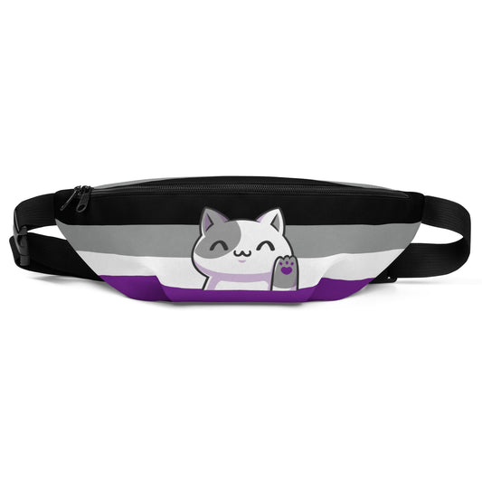 asexual fanny pack, cute cat ace pride waist bag, front
