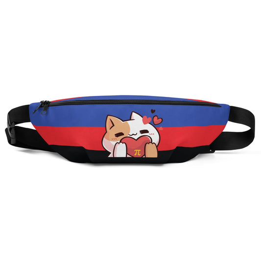 polyamory fanny pack, cute cat polyamorous pride waist bag, front