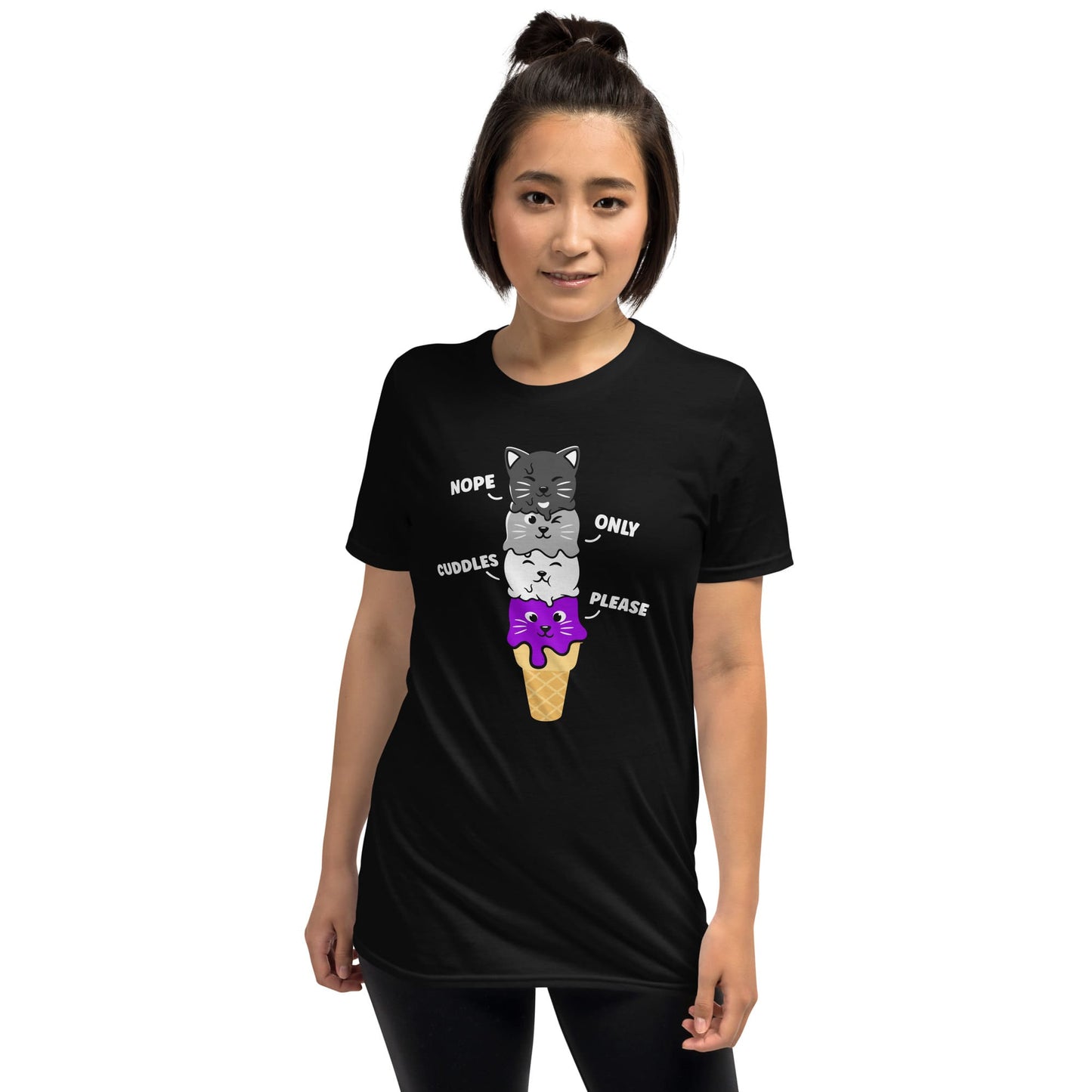 asexual shirt, funny cute kawaii cats, asian model2