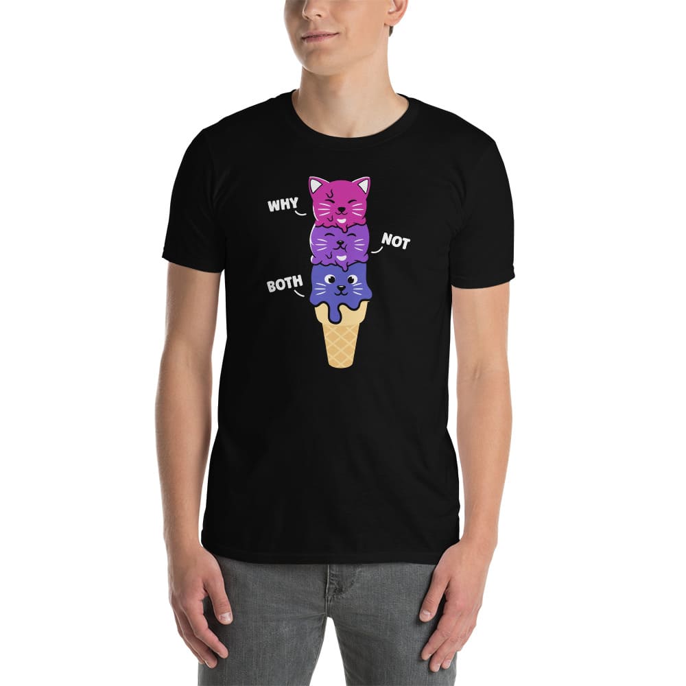 bisexual shirt, funny cute kawaii cats, white model