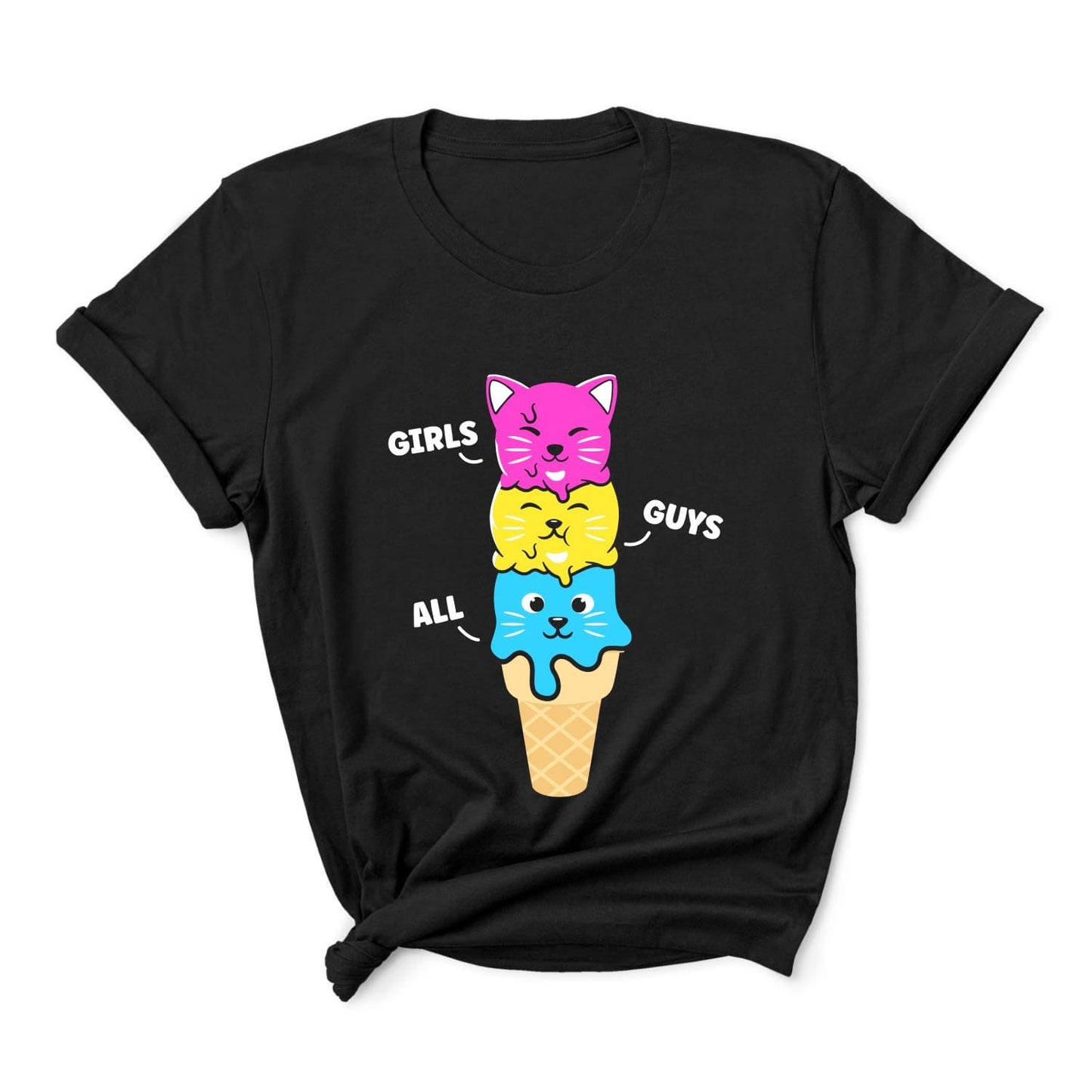 pansexual shirt, funny cute kawaii cats, main