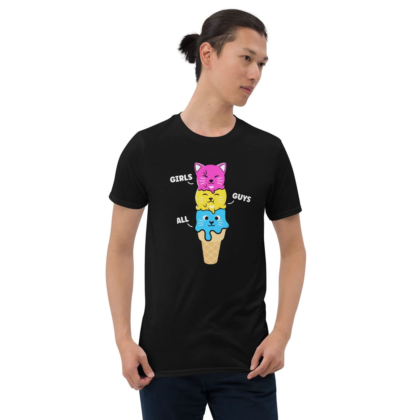 pansexual shirt, funny cute kawaii cats, asian model2