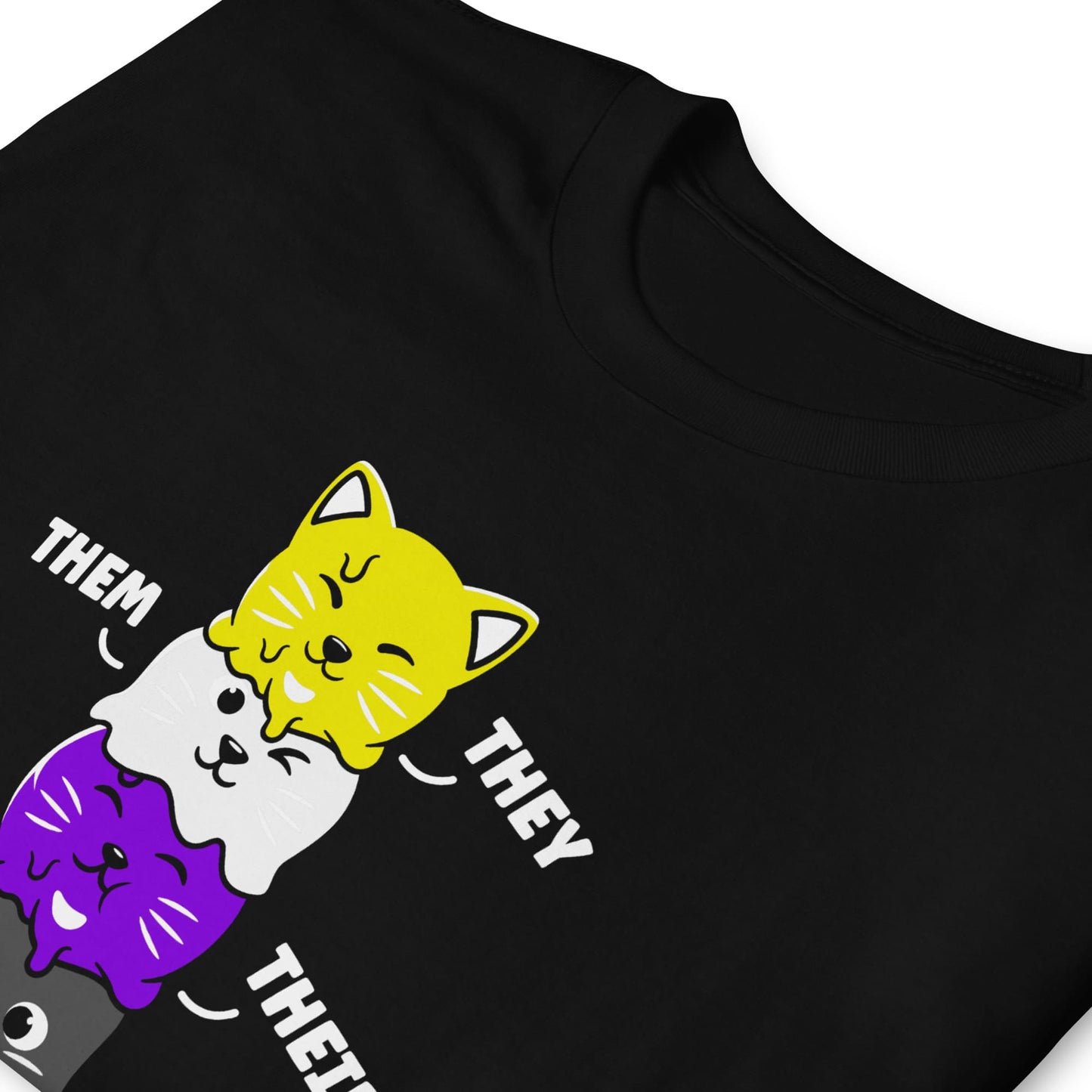 nonbinary shirt, they them pronouns funny cute kawaii cats, zoom