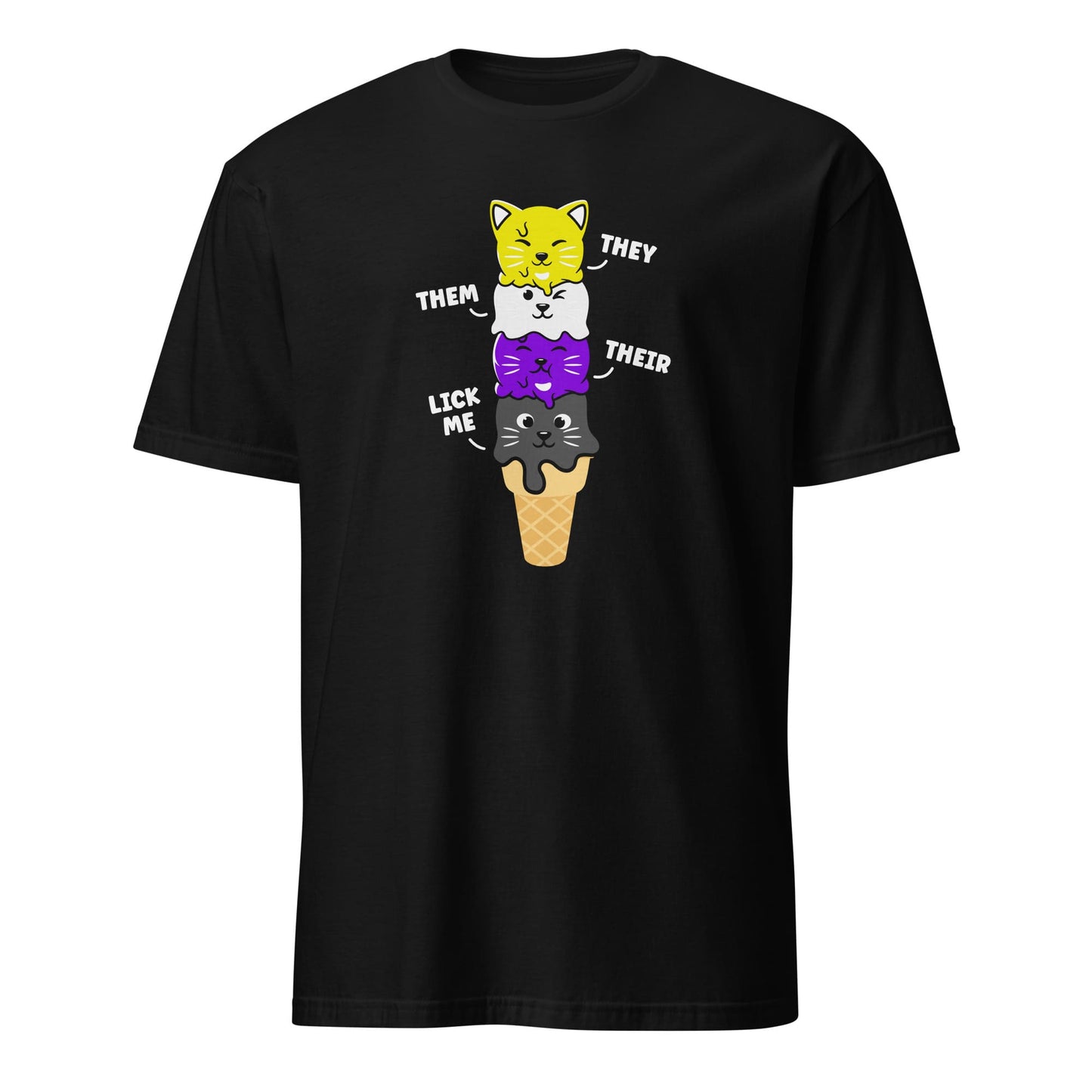 nonbinary shirt, they them pronouns funny cute kawaii cats,hang
