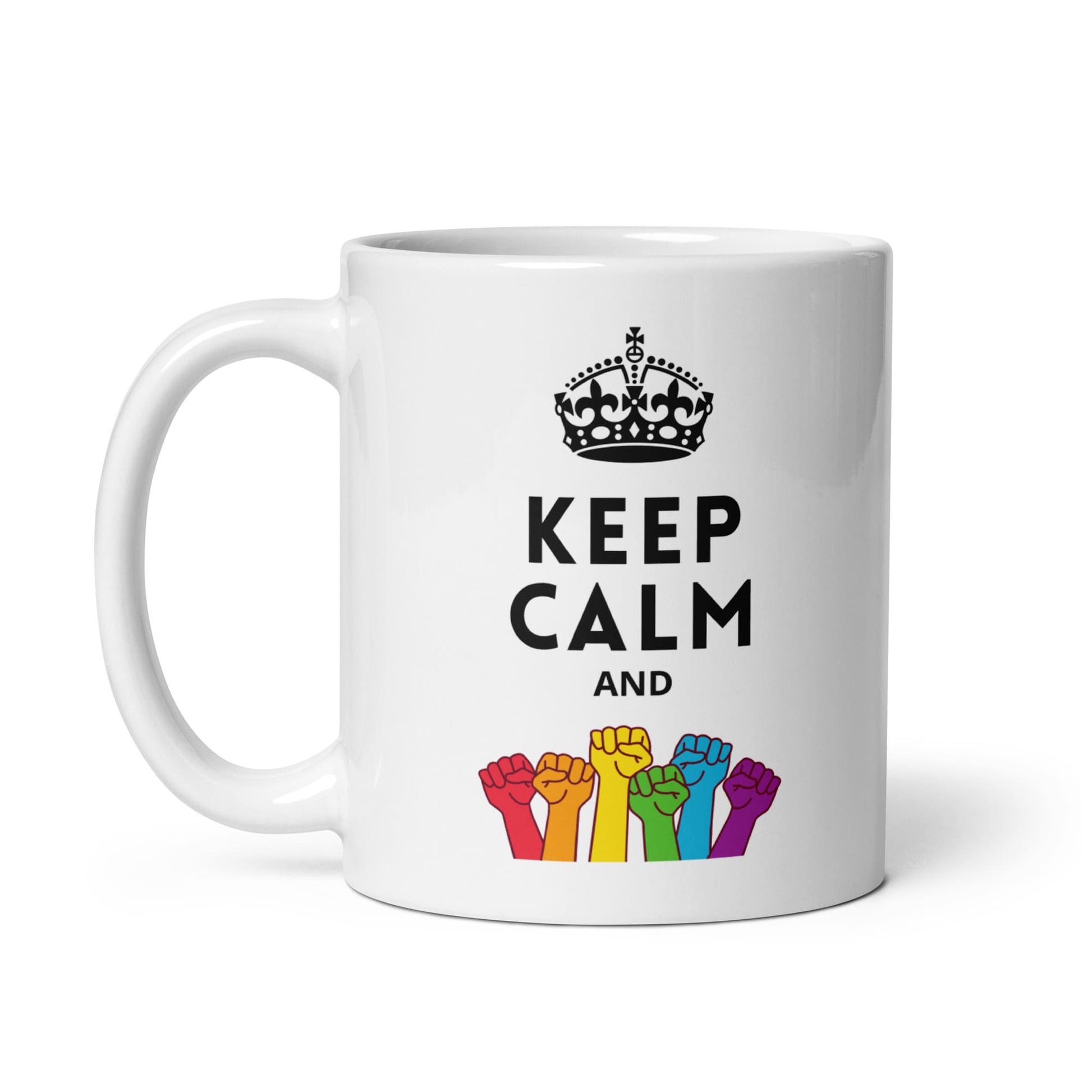 pride mug, fight LGBTQ rights coffee or tea cup left