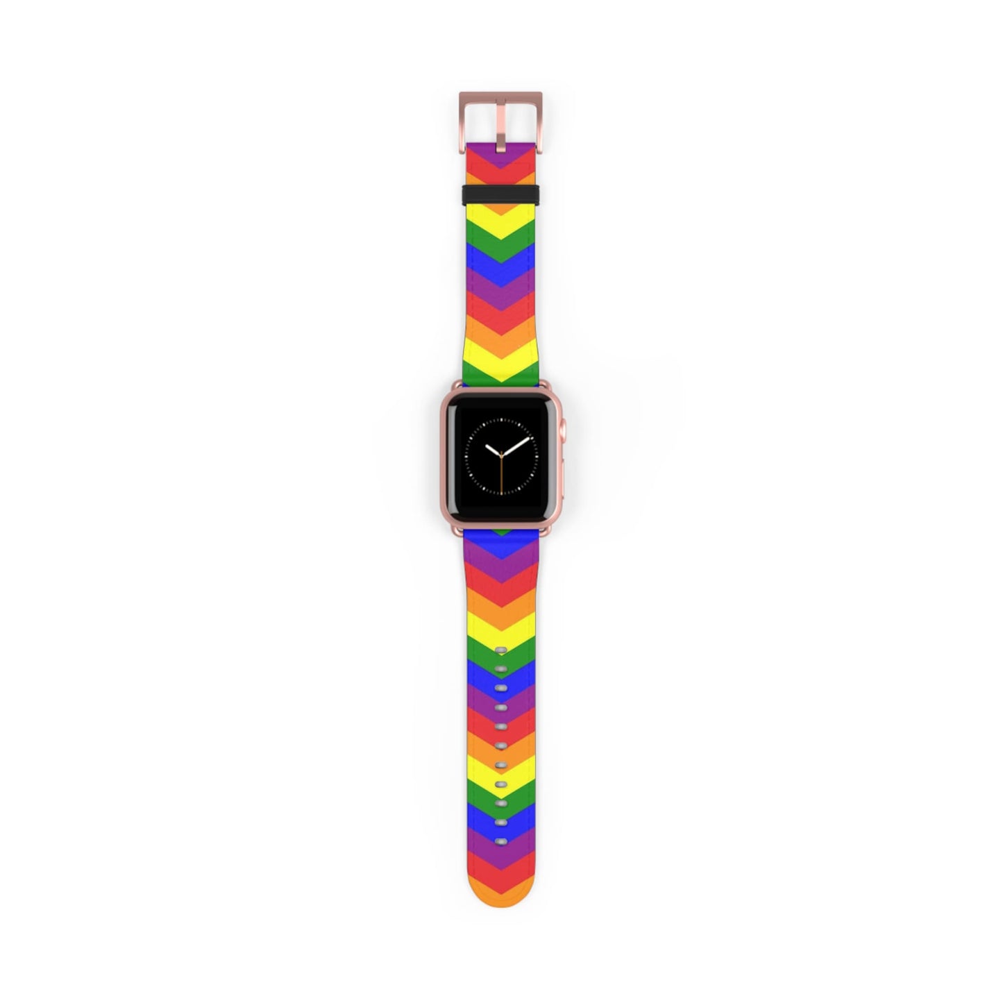 LGBT apple watch band, rainbow chevron pattern, rose gold