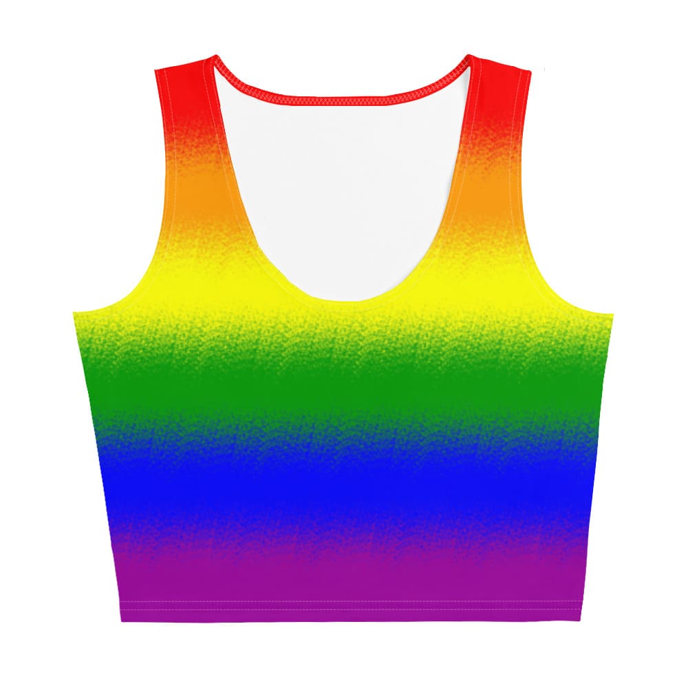 LGBTQ crop top, rainbow pride tank, flatlay front