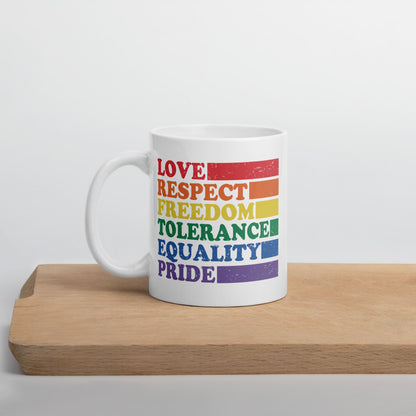 pride mug, LGBTQ visibility coffee or tea cup on table