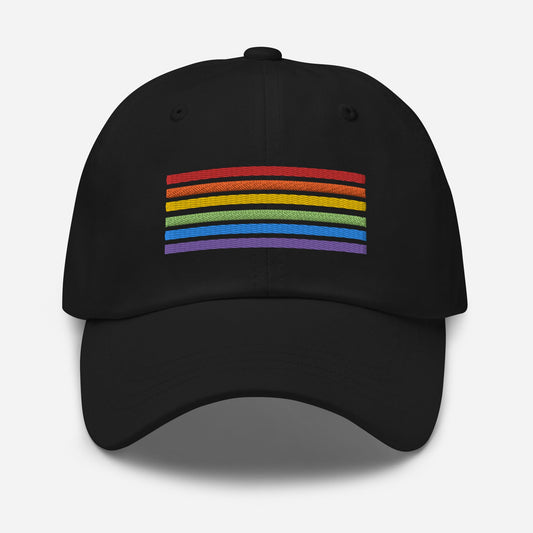 LGBT pride hat, rainbow flag embroidered cap, black