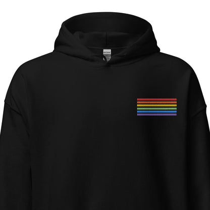 LGBT hoodie, subtle LGBTQ pride flag embroidered pocket design hooded sweatshirt, main