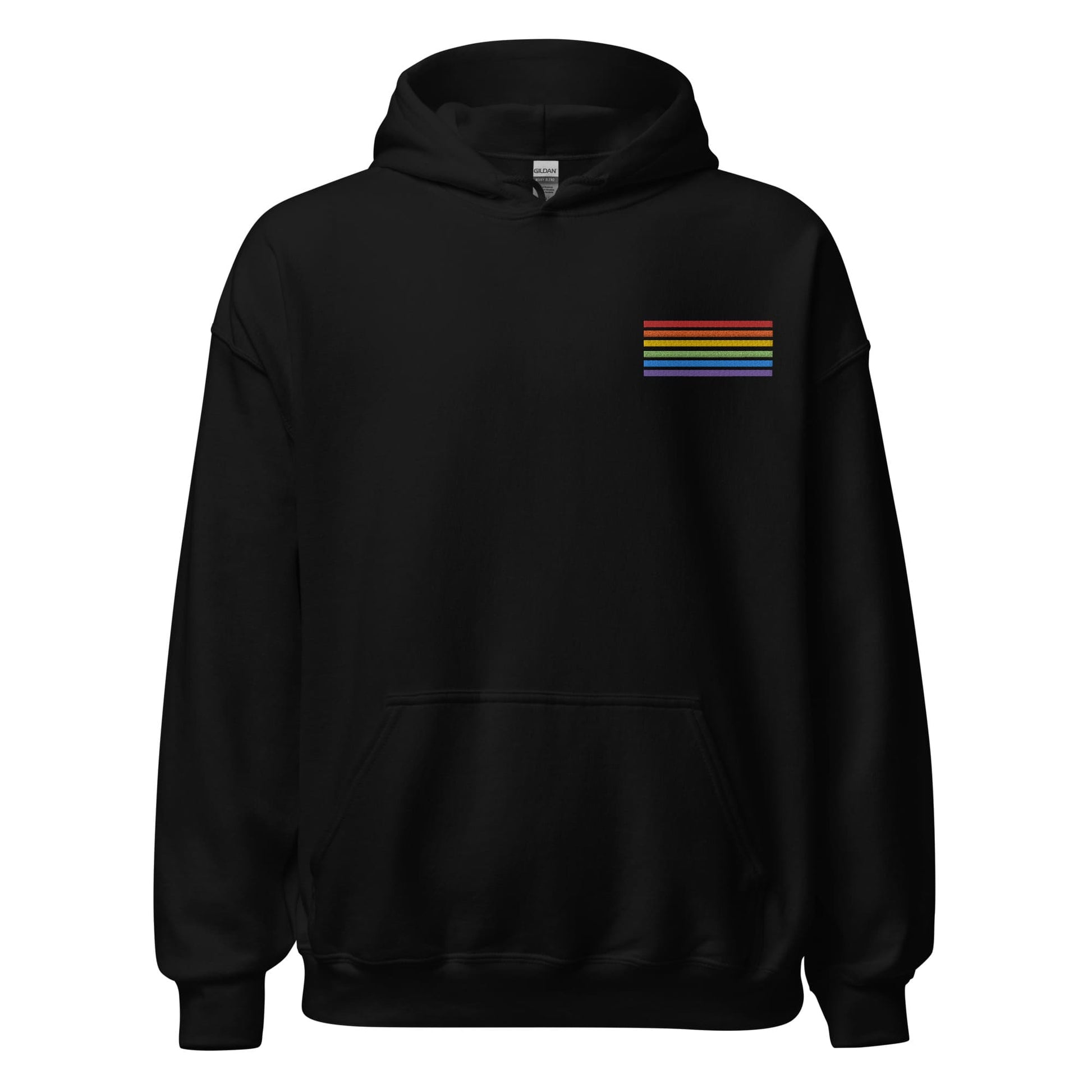 LGBT hoodie, subtle LGBTQ pride flag embroidered pocket design hooded sweatshirt, hang
