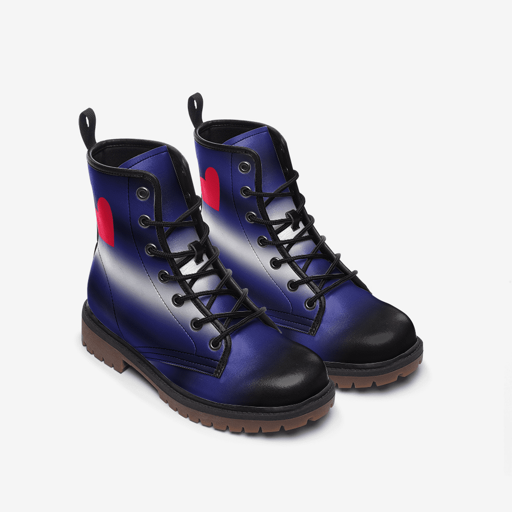 leather pride shoes, combat boots, front