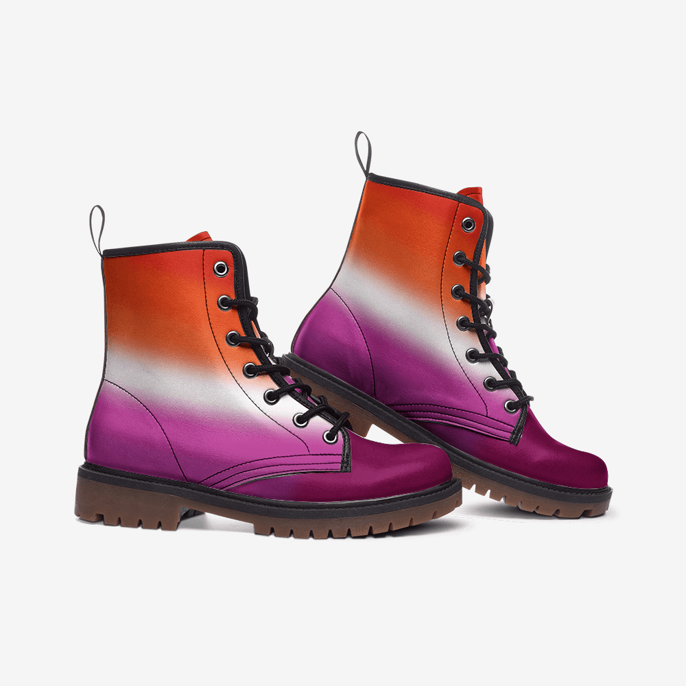 lesbian shoes, sunset flag combat boots, side