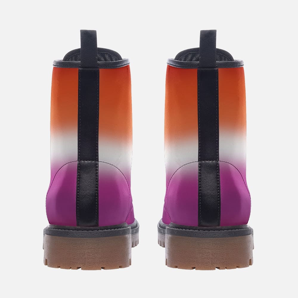 lesbian shoes, sunset flag combat boots, back