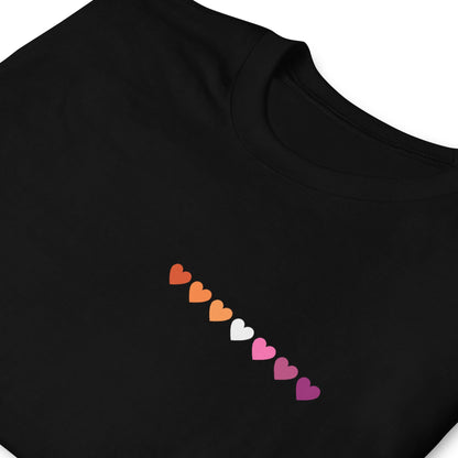 lesbian shirt, subtle sunset wlw pride pocket design tee, zoom