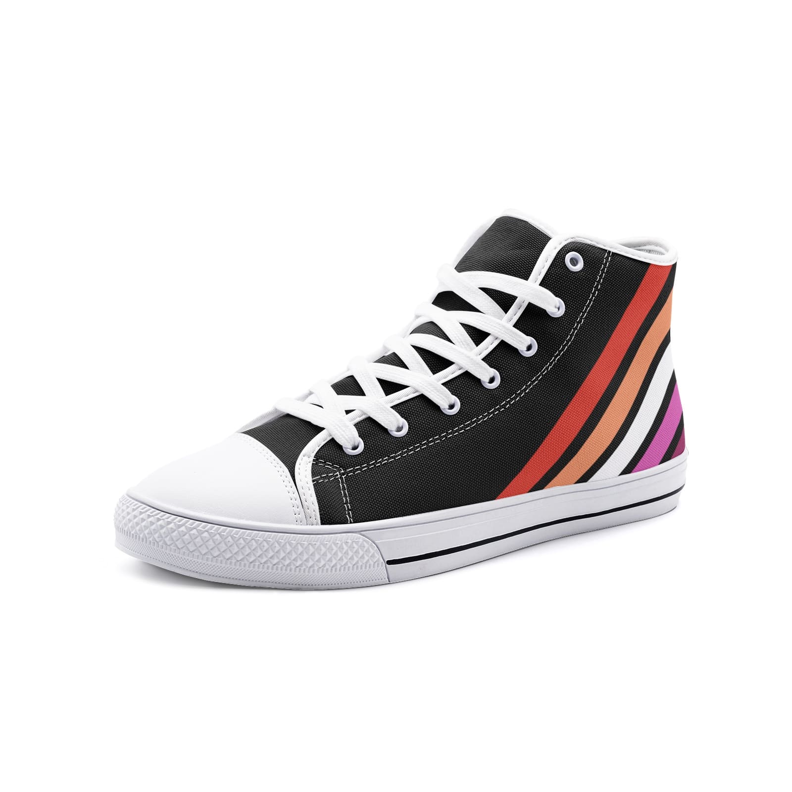 lesbian shoes, subtle sunset flag sneakers, white