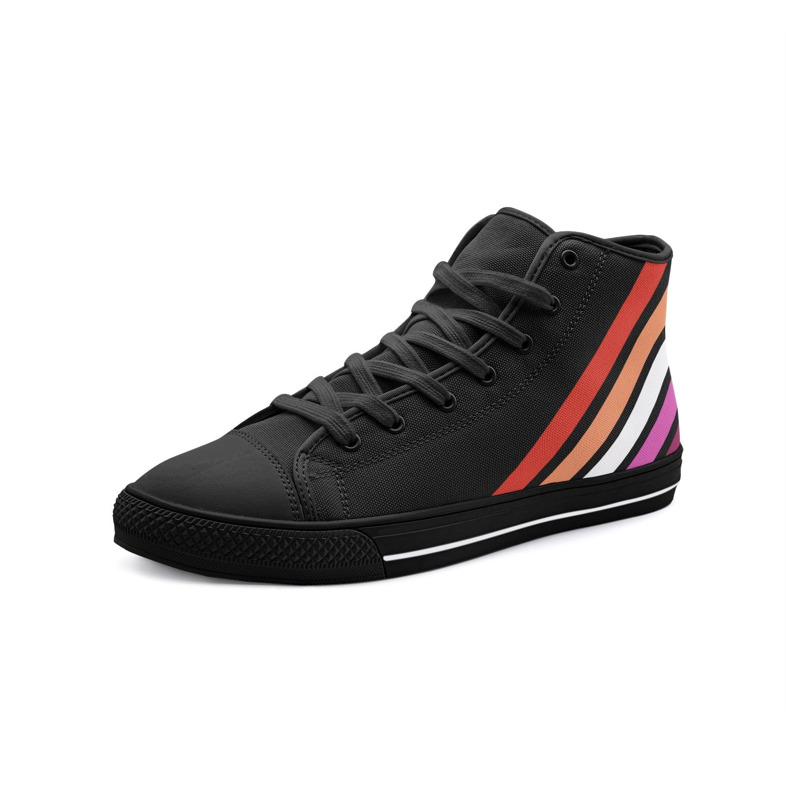 lesbian shoes, subtle sunset flag sneakers, black