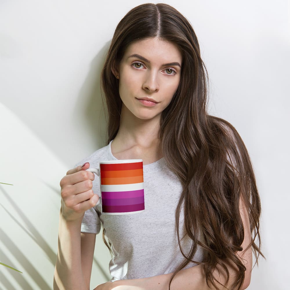 lesbian coffee mug, model