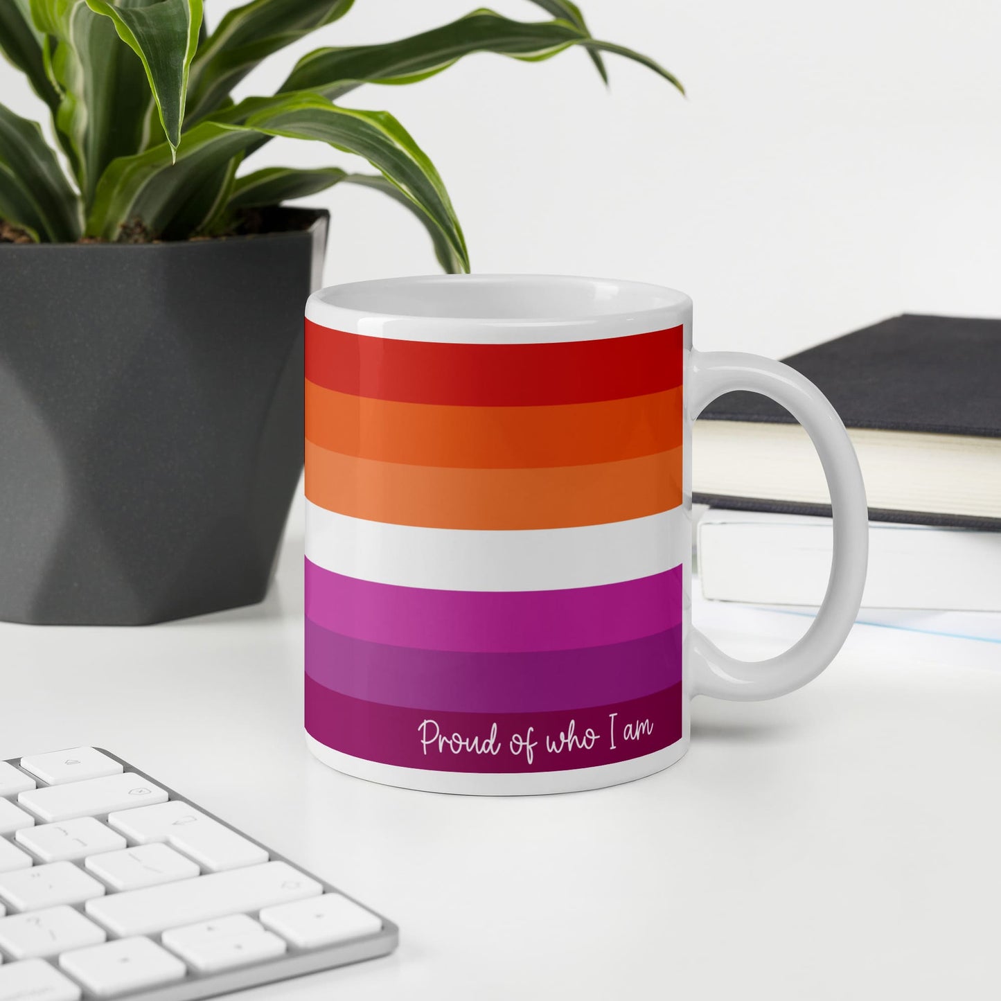 lesbian coffee mug on desk