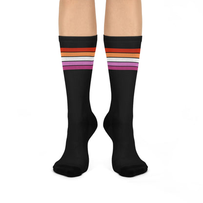 lesbian socks, wlw pride flag, front