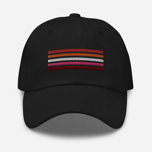 lesbian hat, wlw sunset flag pride embroidered cap, black
