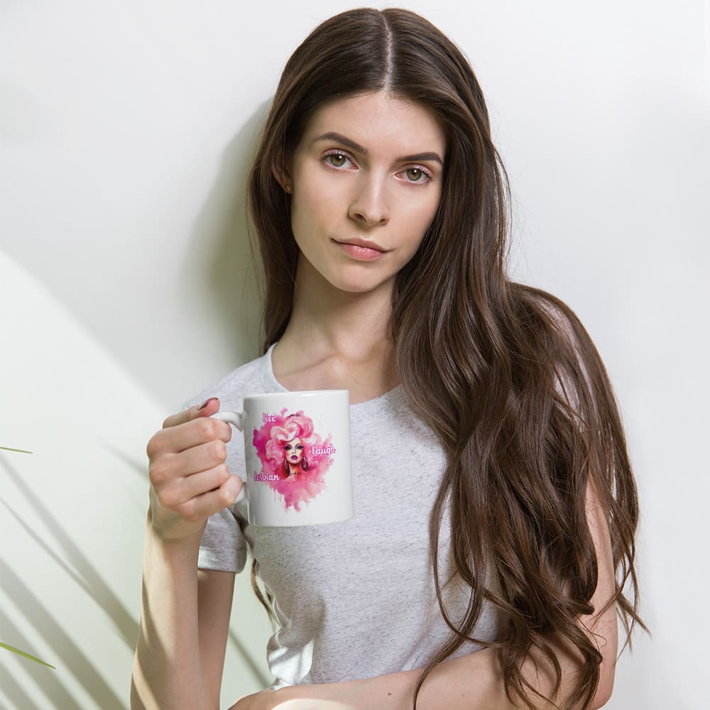 live laugh lesbian coffee or tea mug model