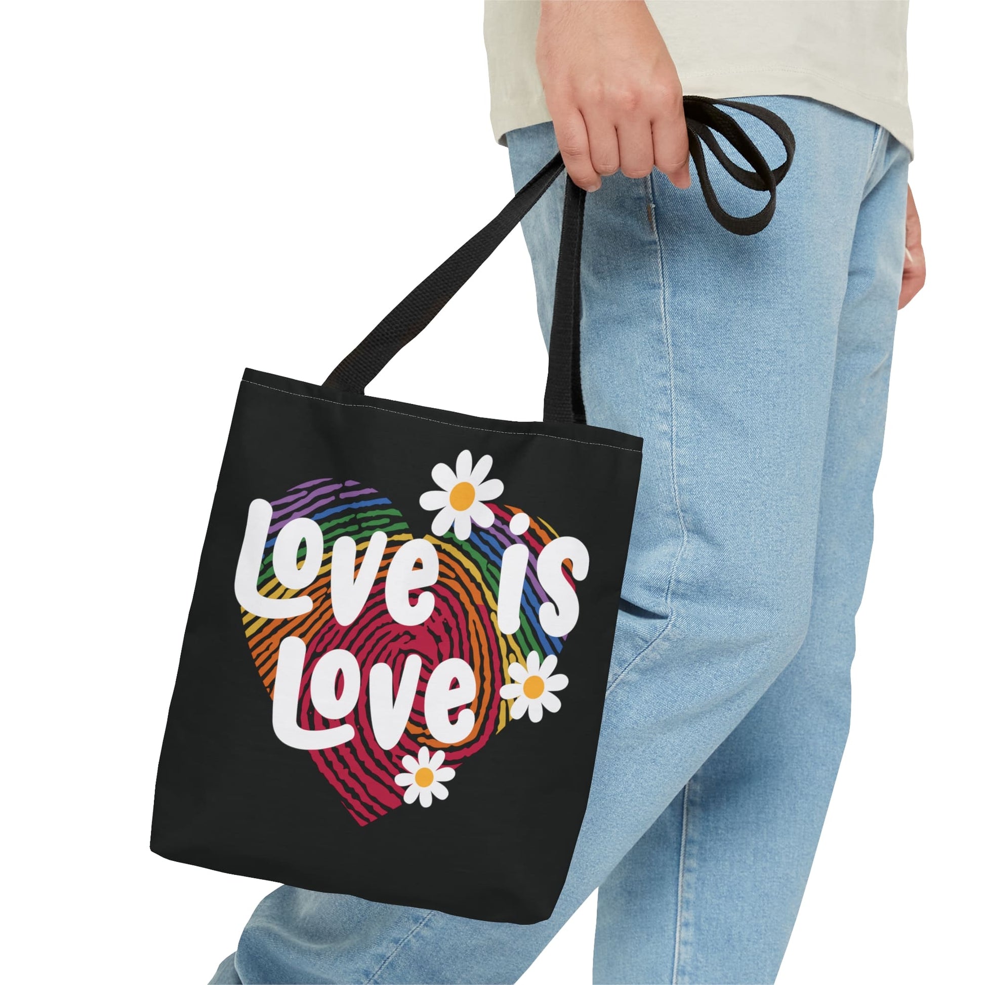 LGBT pride tote bag, love is love bag, small