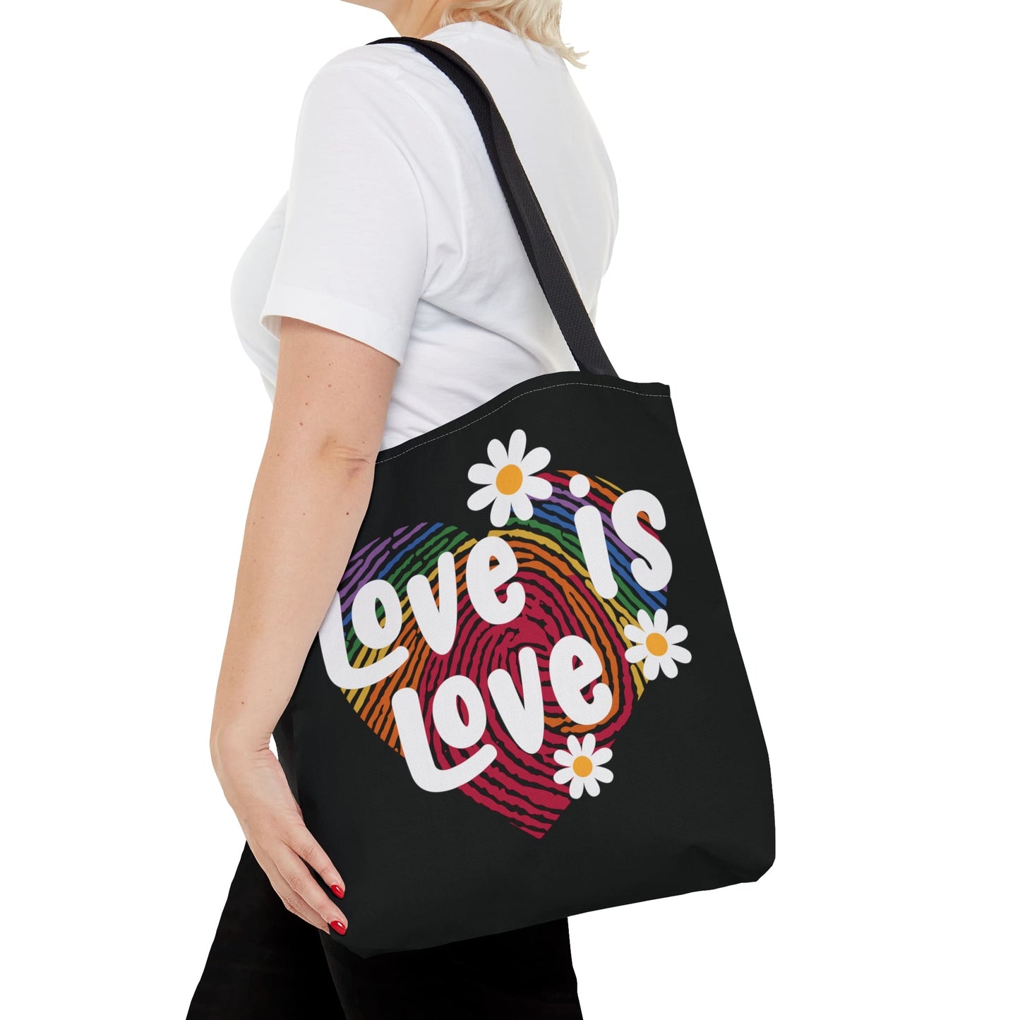 LGBT pride tote bag, love is love bag, medium