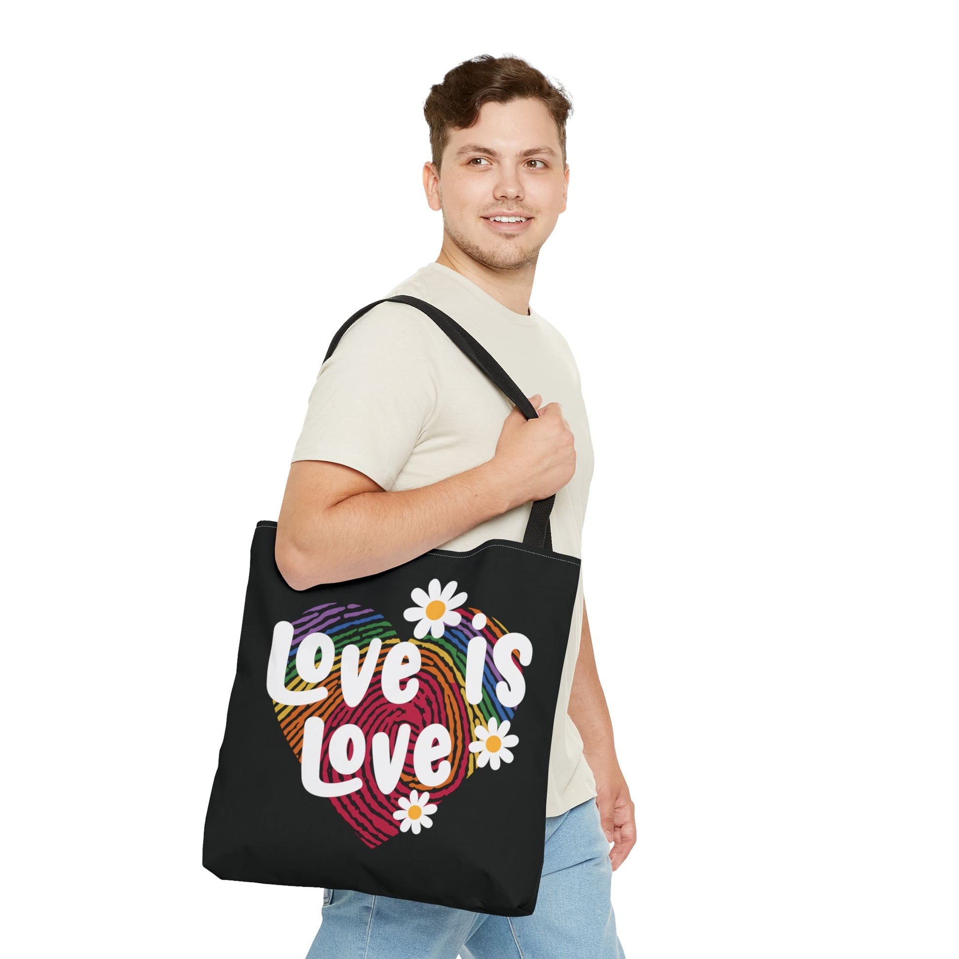 LGBT pride tote bag, love is love bag, large