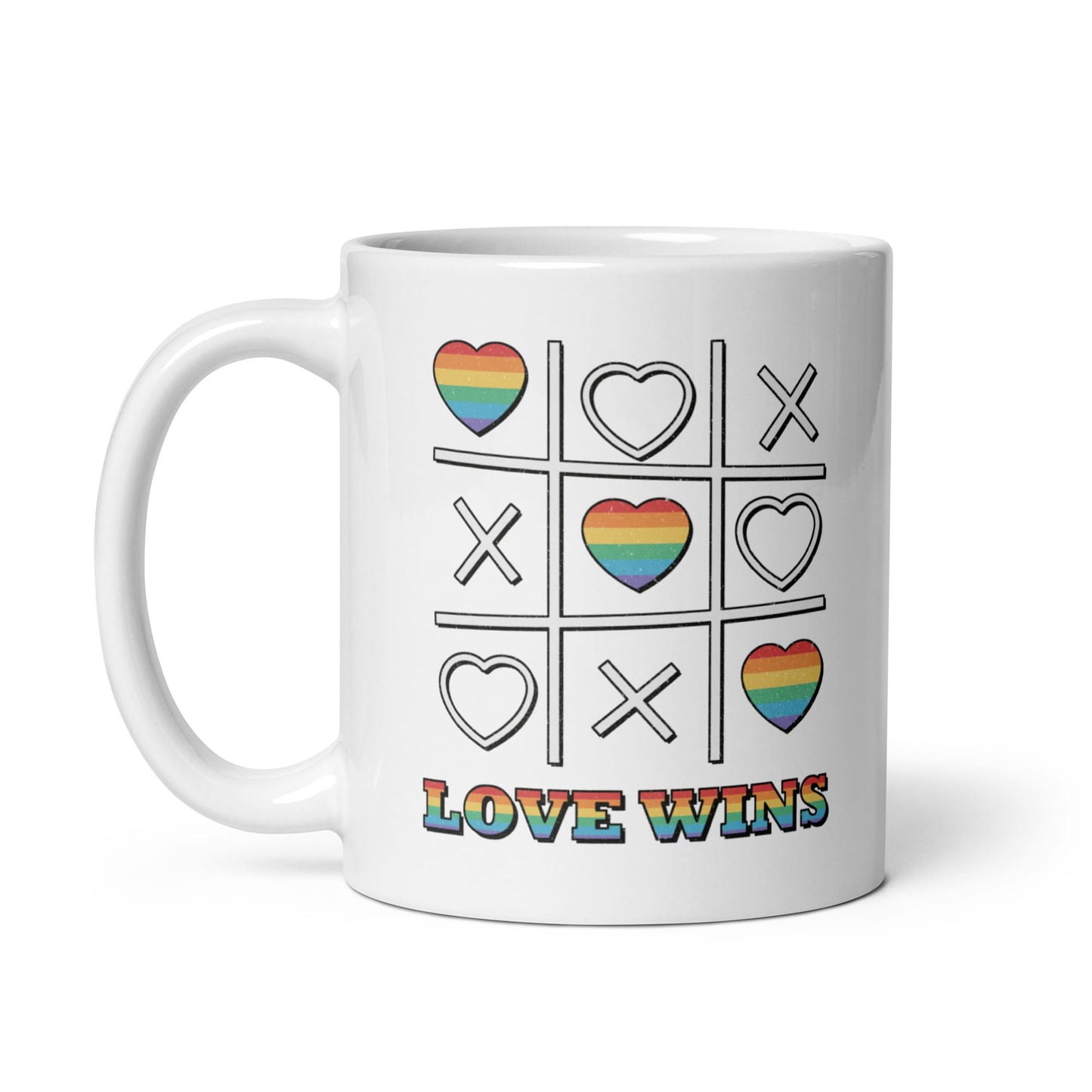 LGBT mug, love wins pride coffee or tea cup left