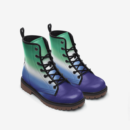 gay mlm shoes, vincian flag combat boots, front