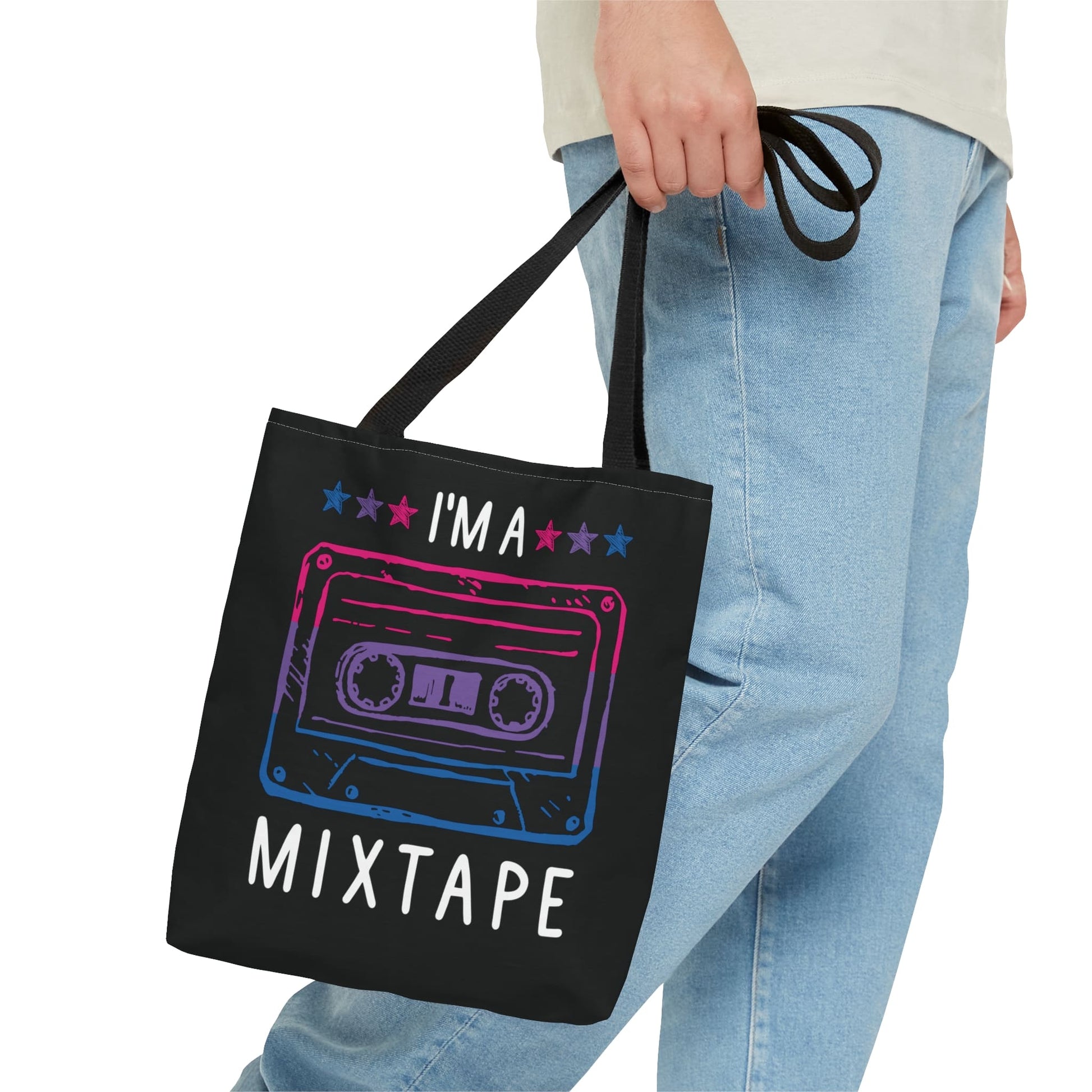 bisexual tote bag, mixtape bi pride bag, small